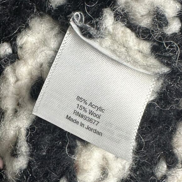 A.N.A. Womens Black White Stripe Turtle Neck Pullover Wool Sweater Medium Grunge - Picture 5 of 5